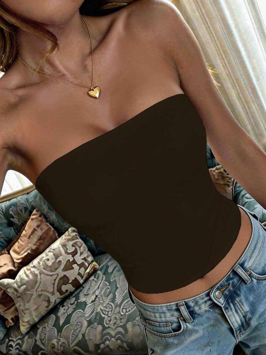 brązowy top casual