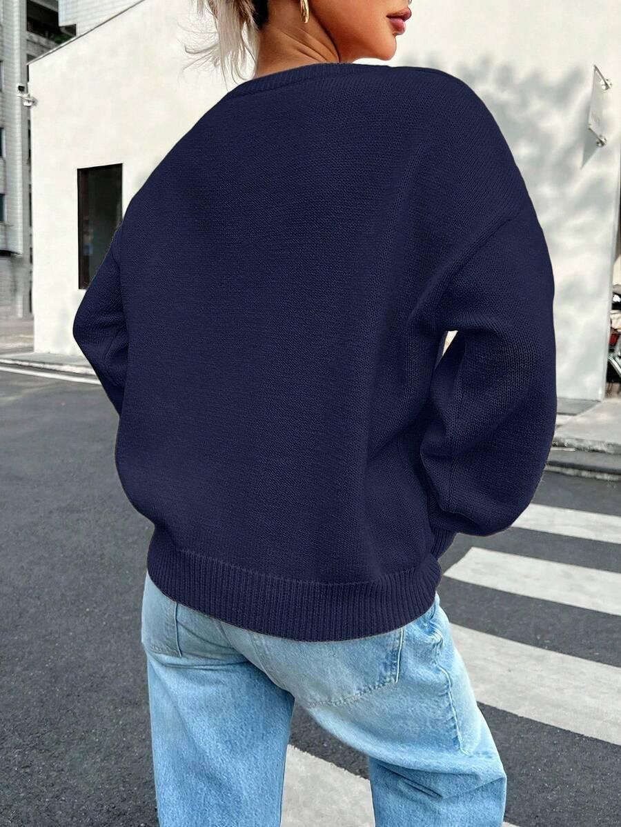 GRANATOWY SWETER OVERSIZE