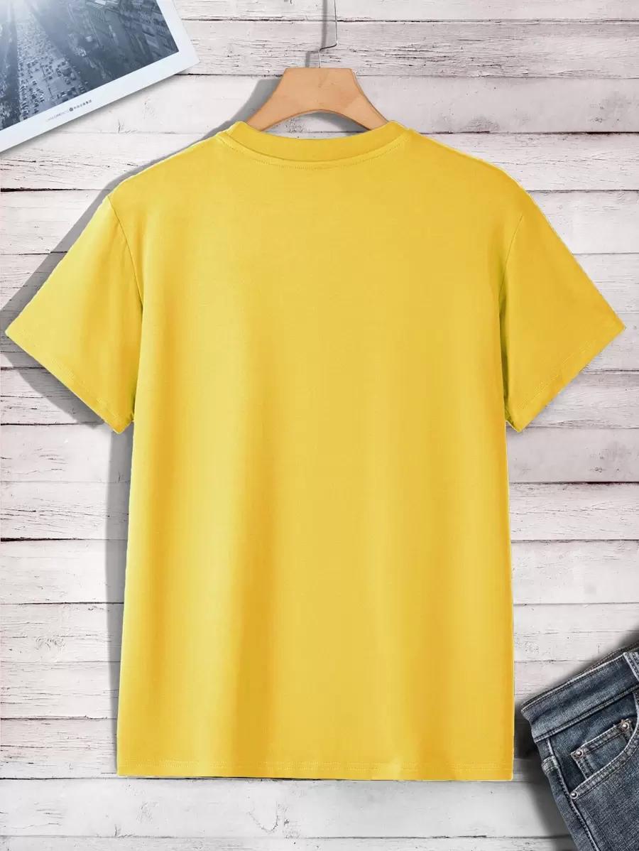 ŻÓŁTY T-SHIRT OKRĄGŁY DEKOLT
