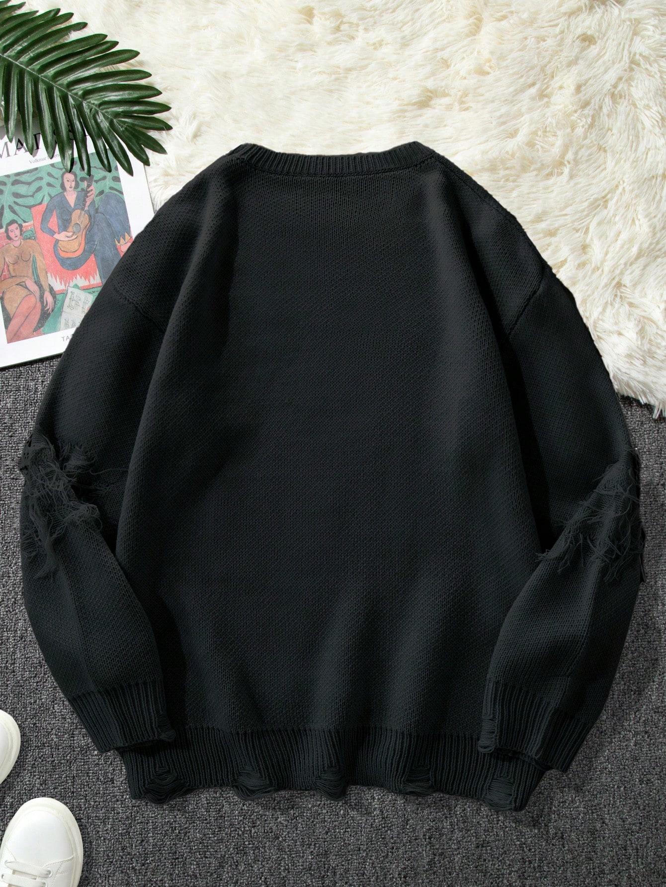 czarny sweter przetarcia