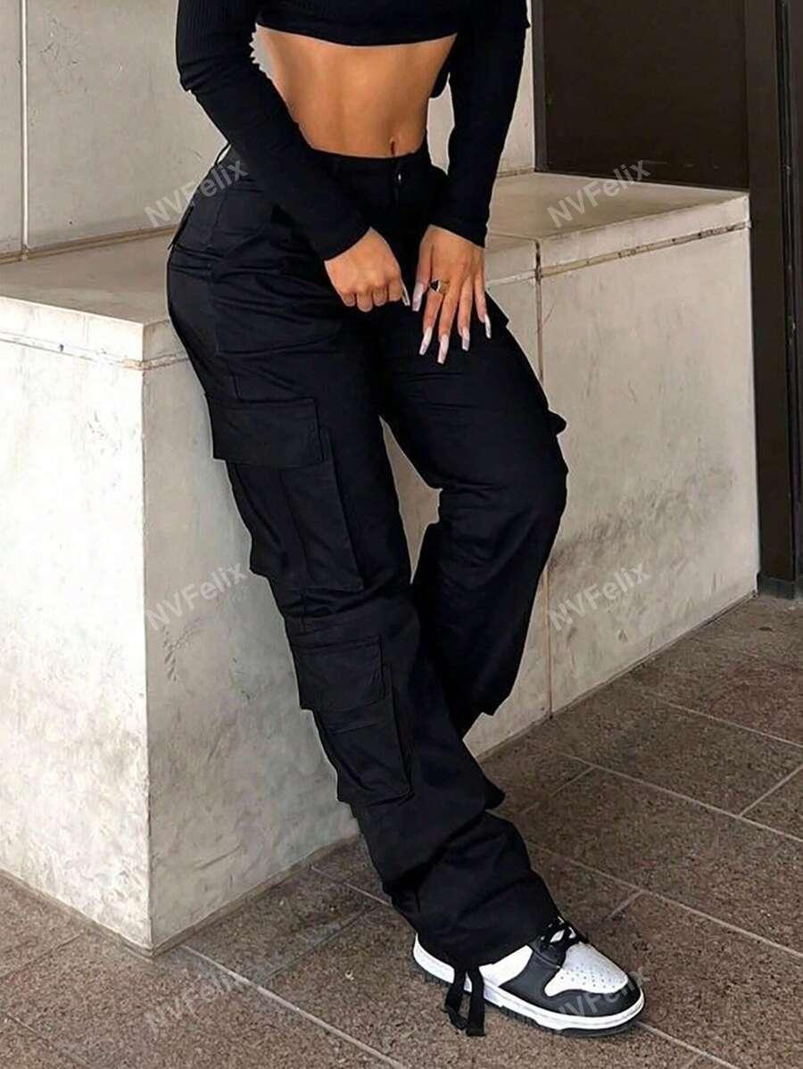 CZARNE SPODNIE CASUAL KIESZENIE
