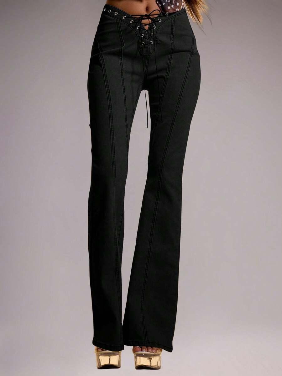 CZARNE SPODNIE JEANS 