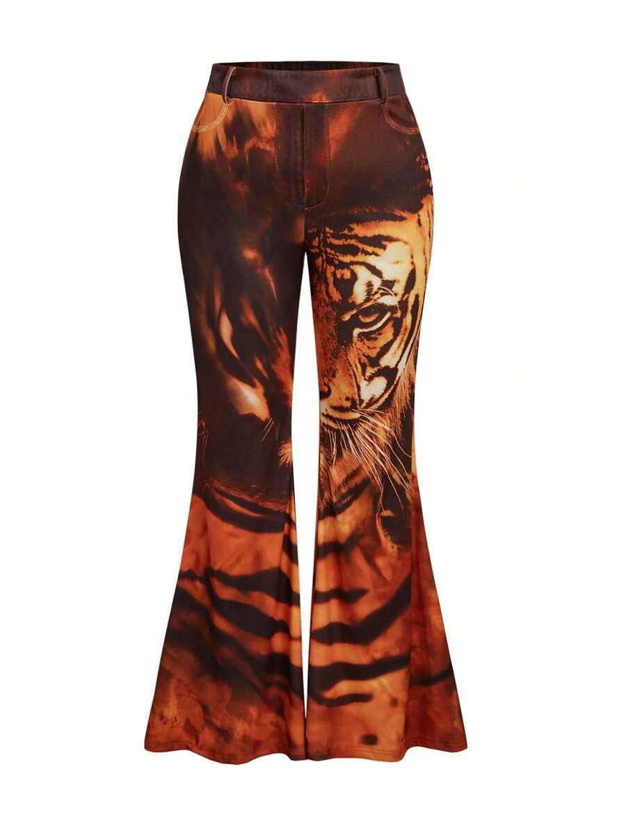 LEGGINSY FLARE Z WZOREM TYGRYSA