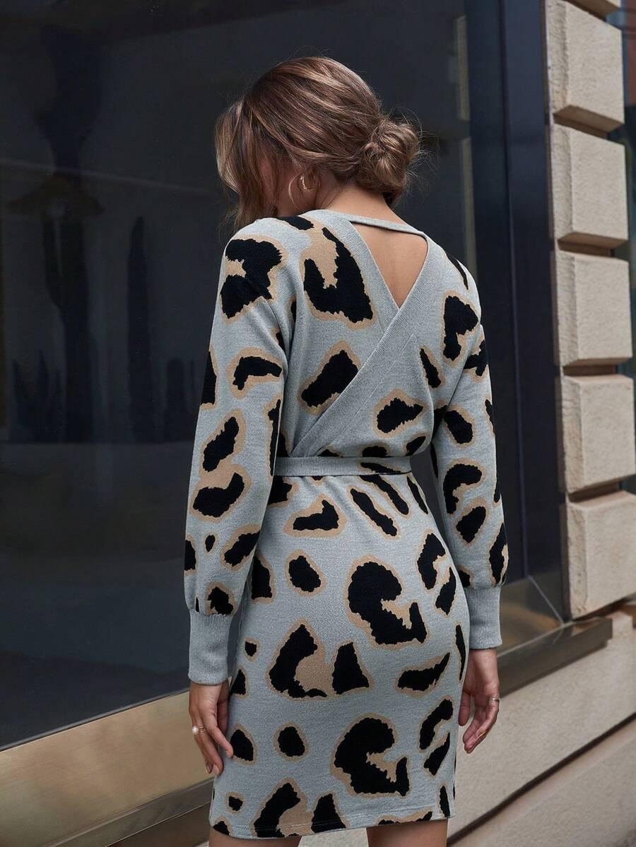 DZIANINOWA SUKIENKA ANIMAL PRINT