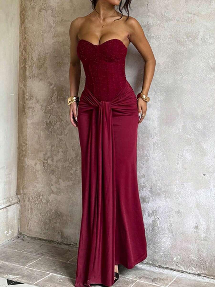 czerwona maxi sukienka 