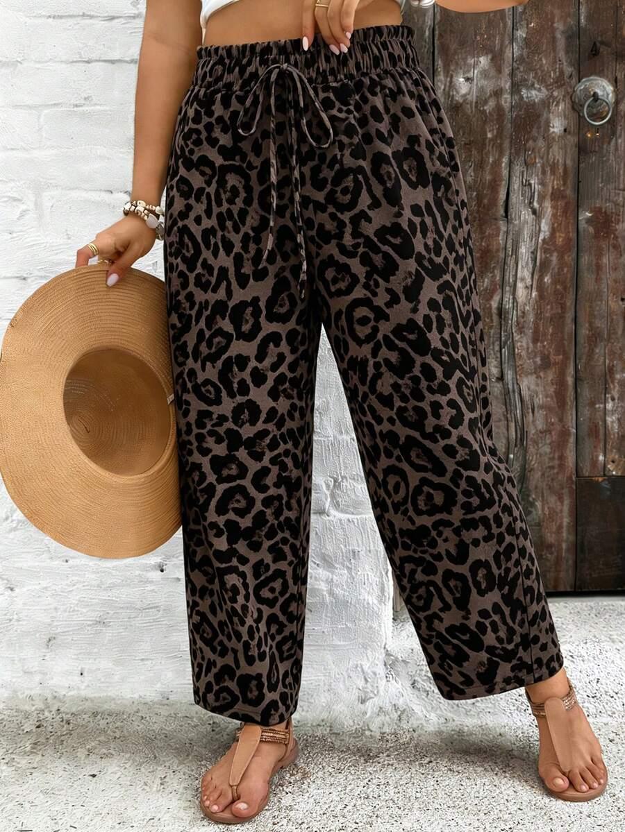 spodnie prosta nogawka leopard print