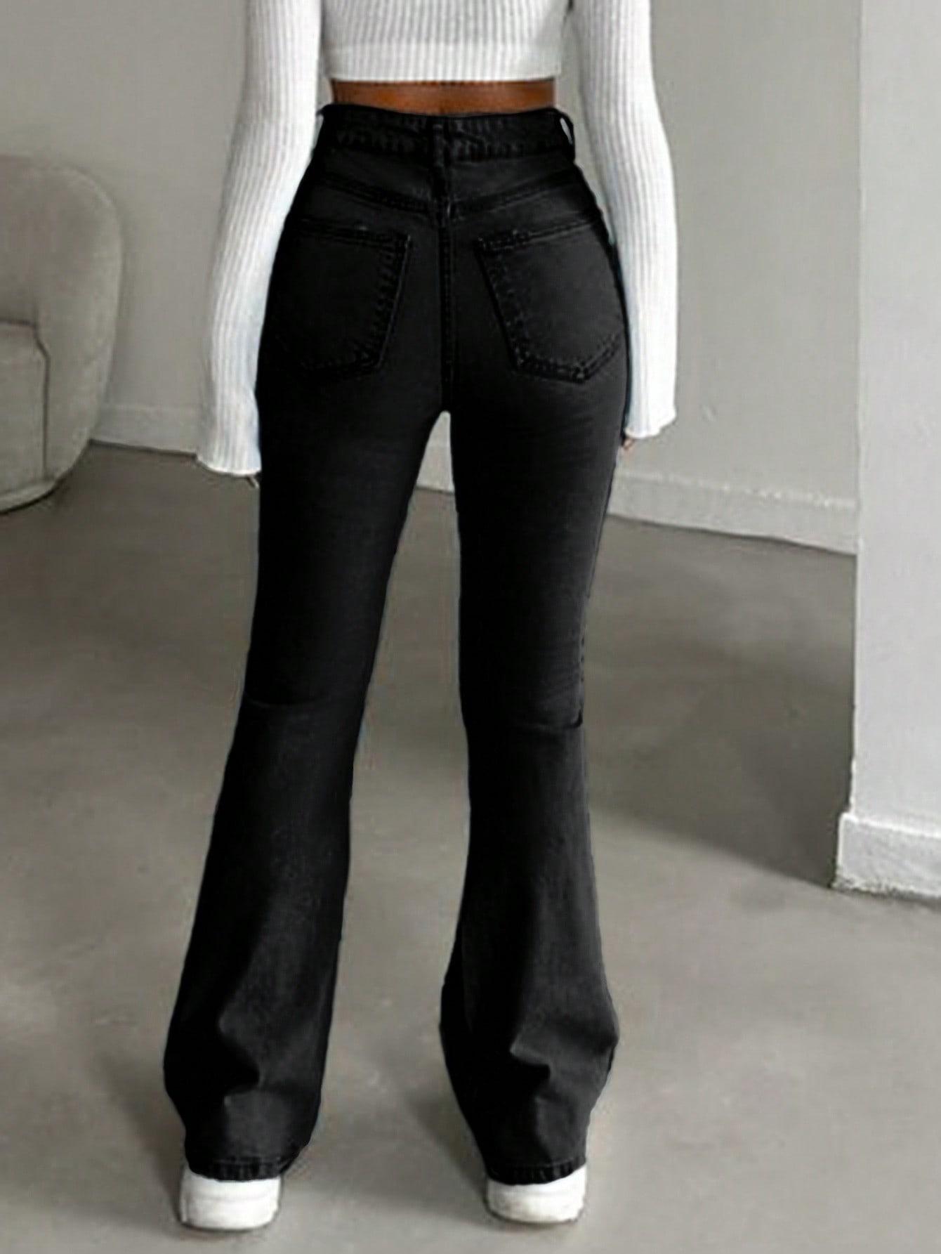 CZARNE SPODNIE JEANS WYSOKI STAN