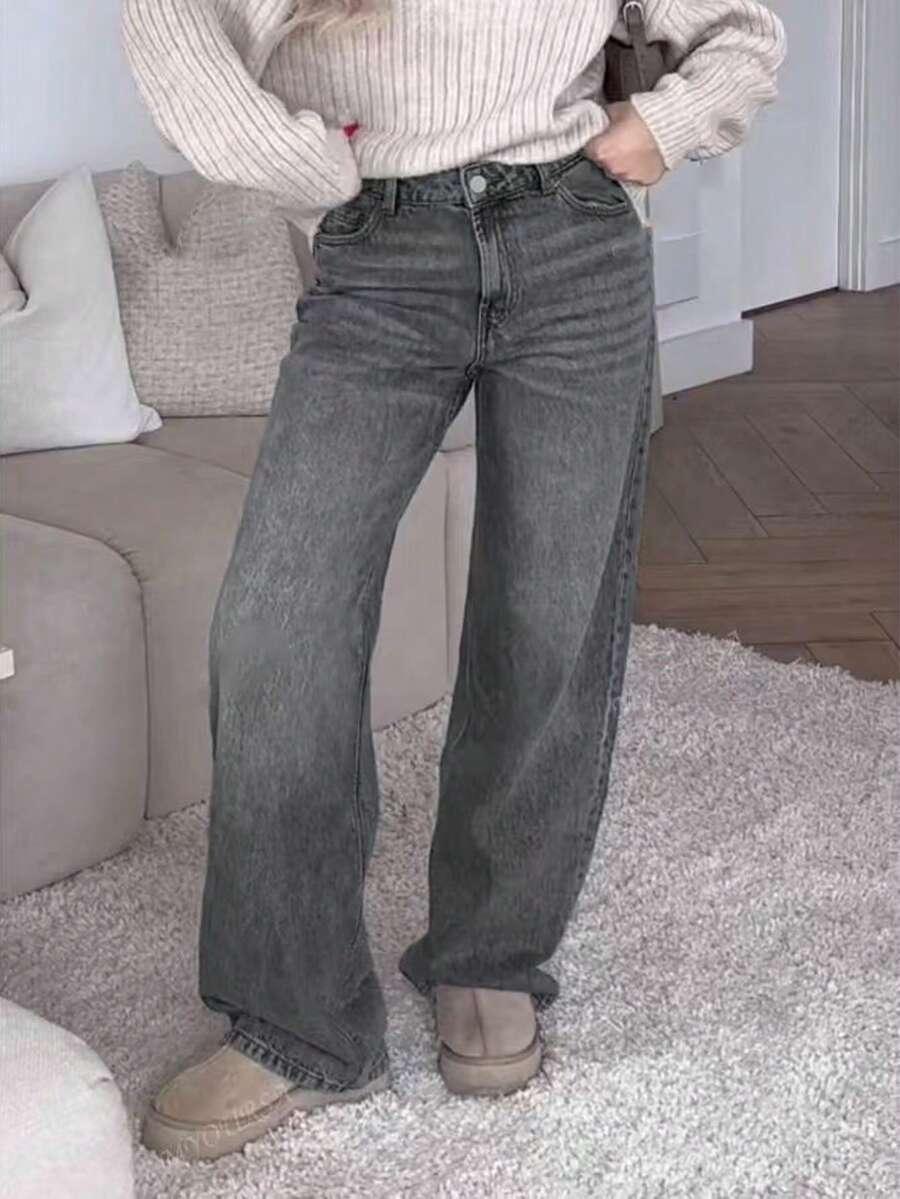 SZARE SPODNIE JEANS 