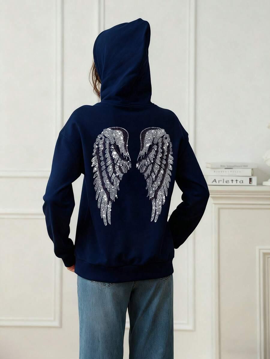 GRANATOWA BLUZA KAPTUR