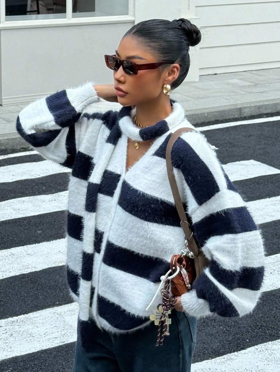 DZIANINOWY SWETER SZALIK ZESTAW
