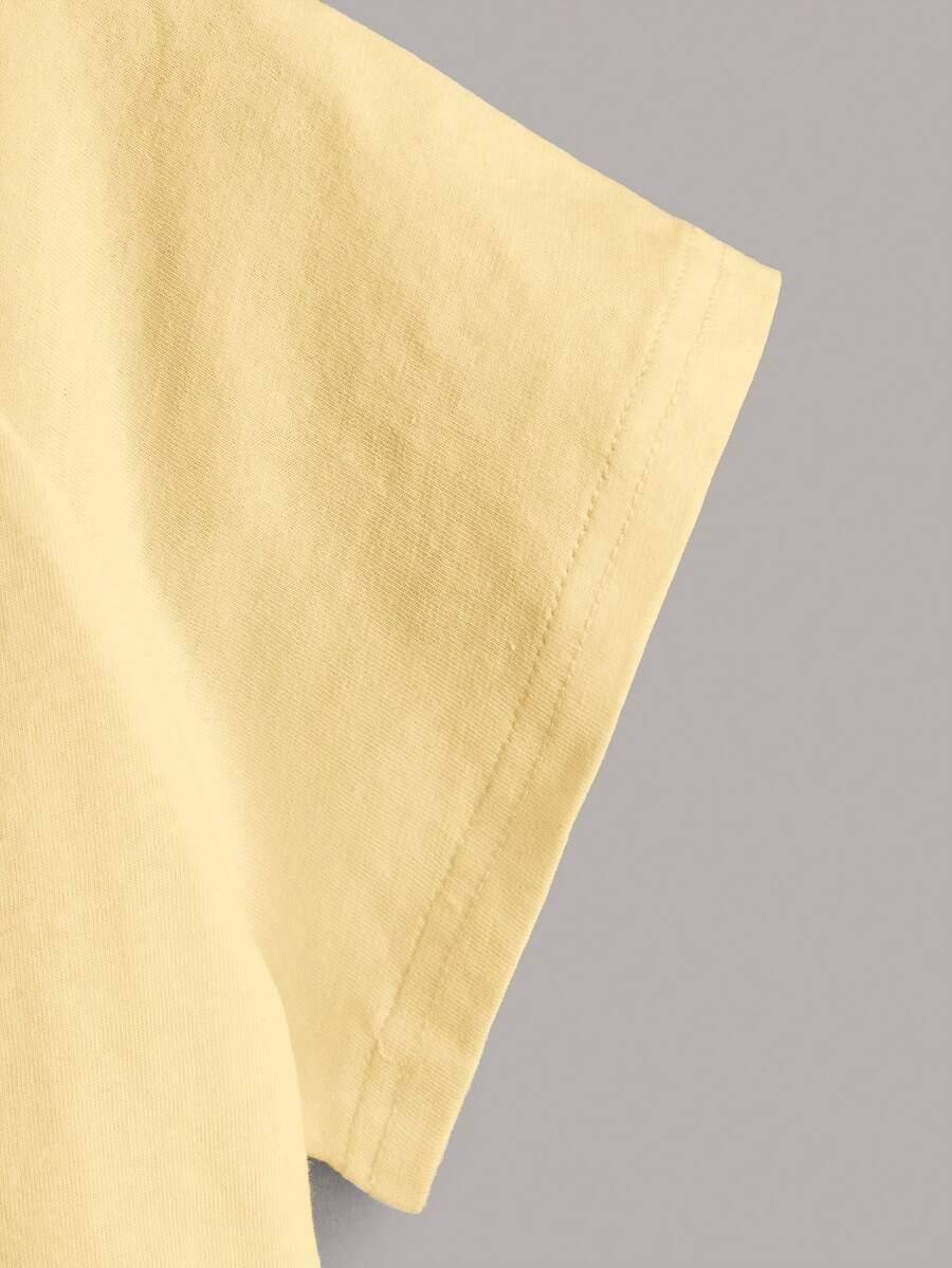 ŻÓŁTY T-SHIRT OKRĄGŁY DEKOLT