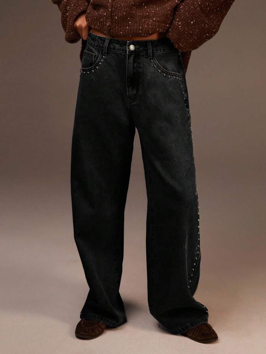 CZARNE SPODNIE JEANS