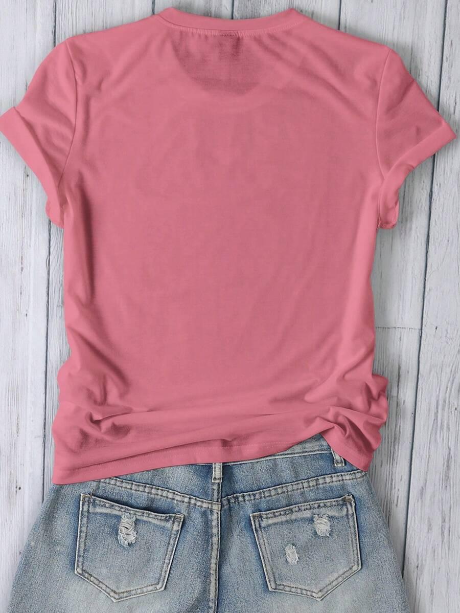 RÓŻOWY T-SHIRT NADRUK