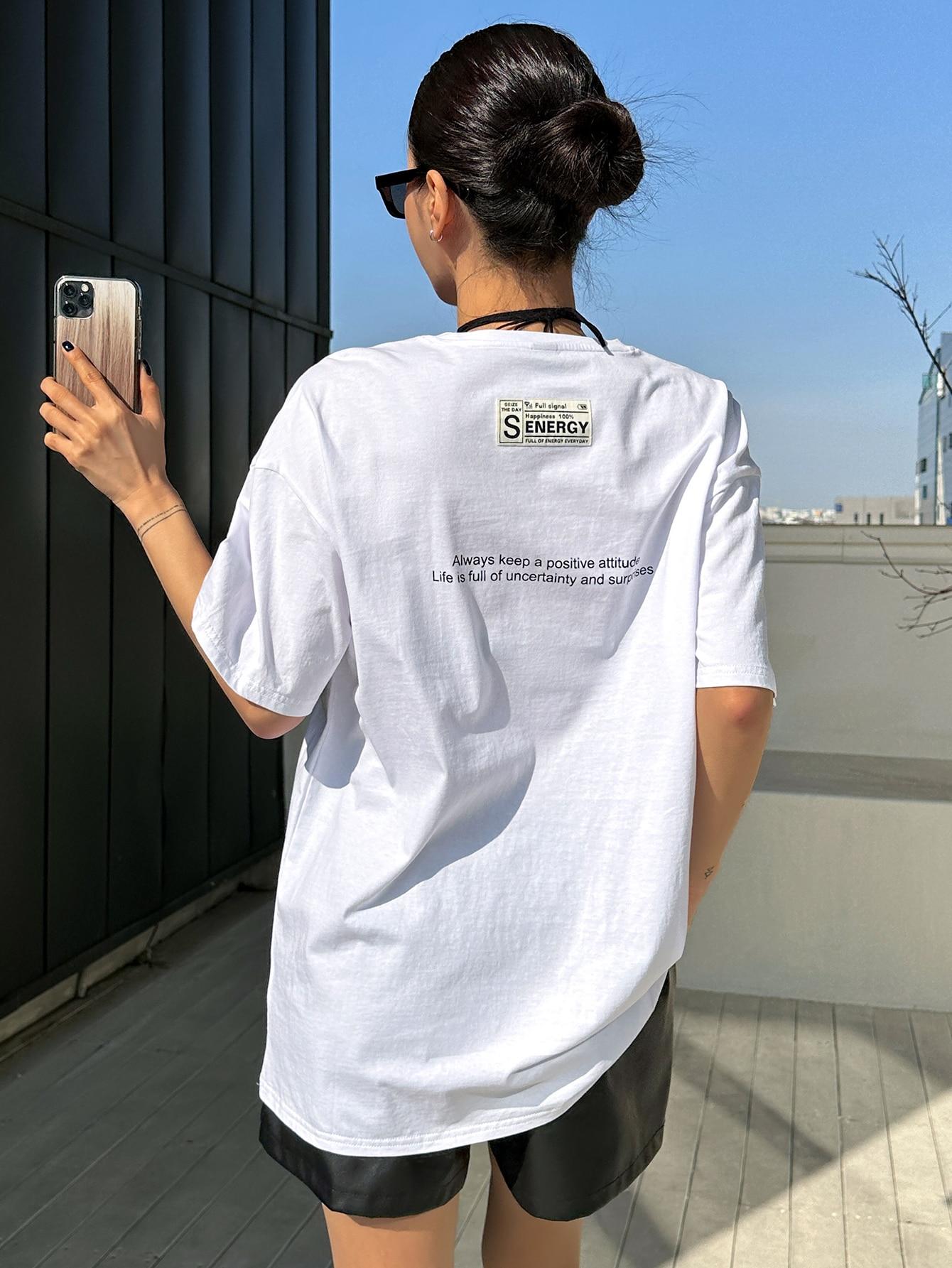 BIAŁY T-SHIRT OKRĄGŁY DEKOLT