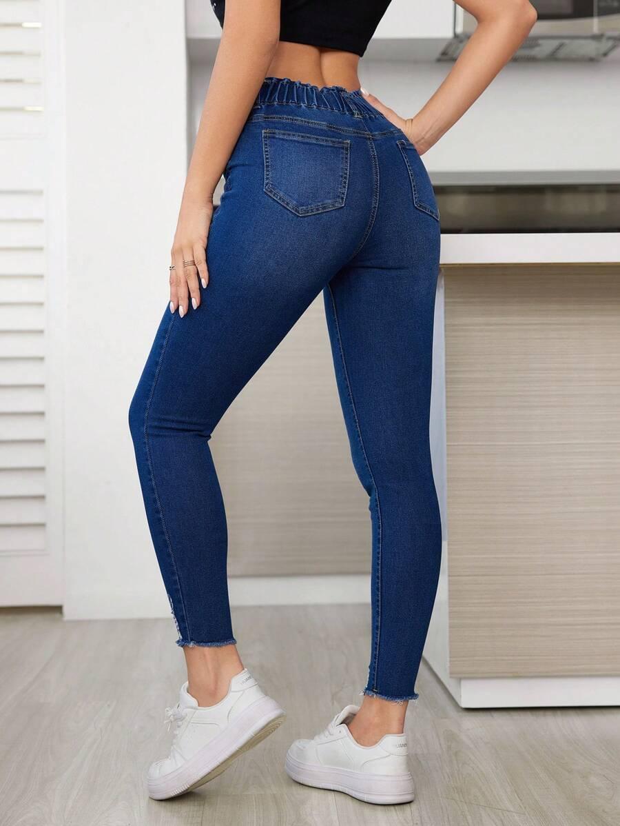 NIEBIESKIE JEANSOWE SPODNIE RURKI 