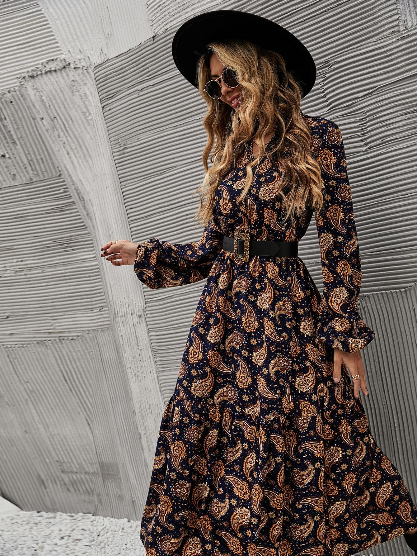 midi sukienka wzór pAISLEY BOHO