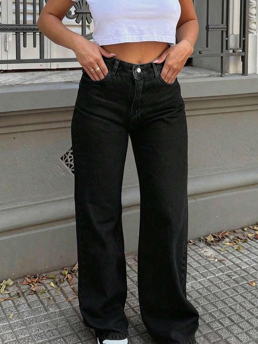 CZARNE SPODNIE JEANS