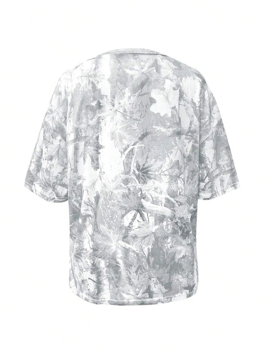 SZARY T-SHIRT OKRĄGŁY DEKOLT