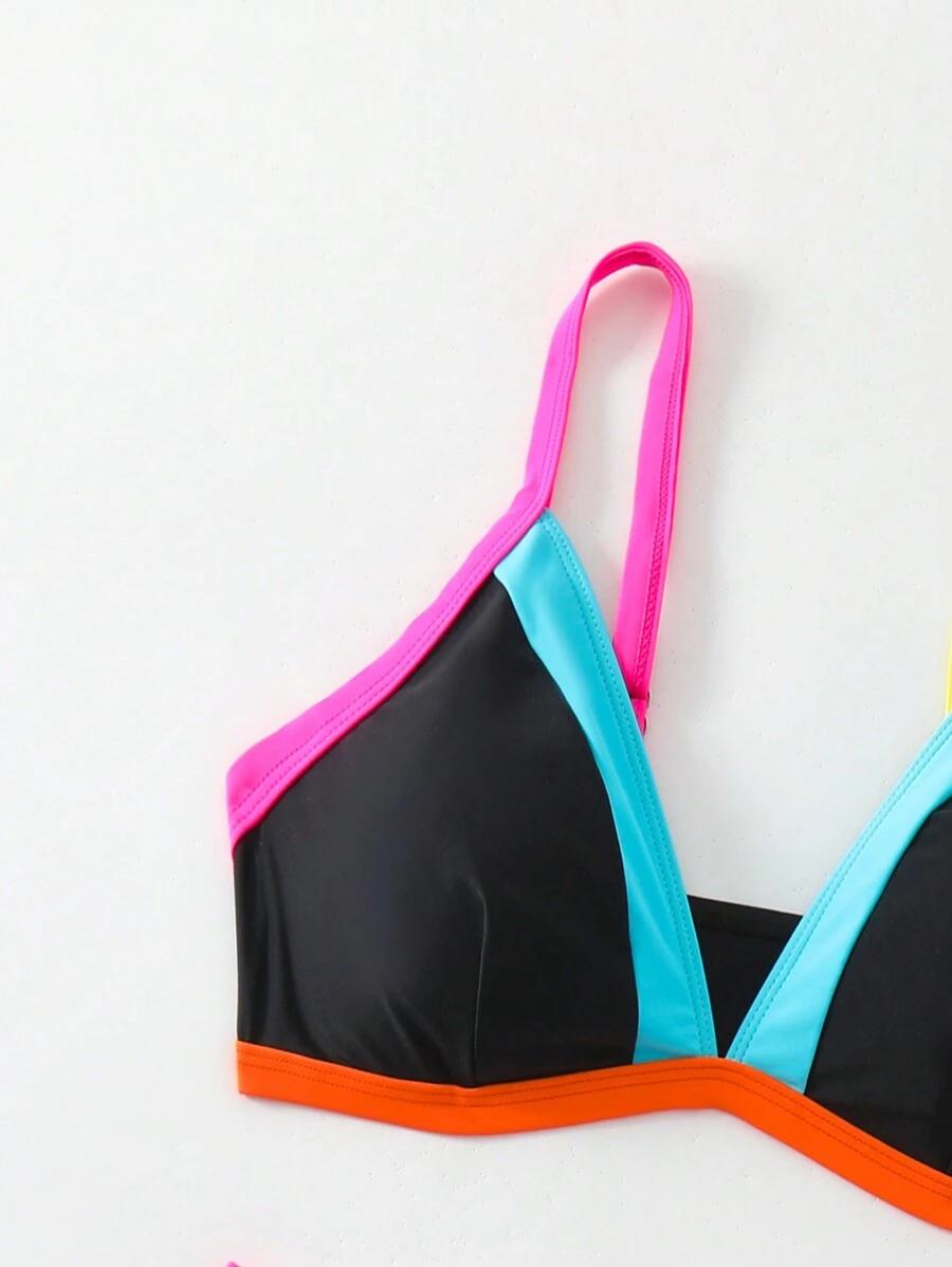 dwuczęściowy kostium kąpielowy bikini kontrast