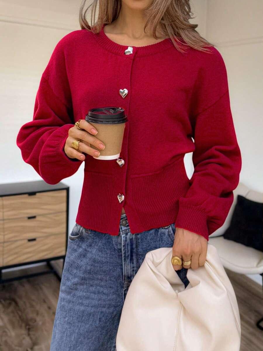 CZERWONY SWETER KARDIGAN