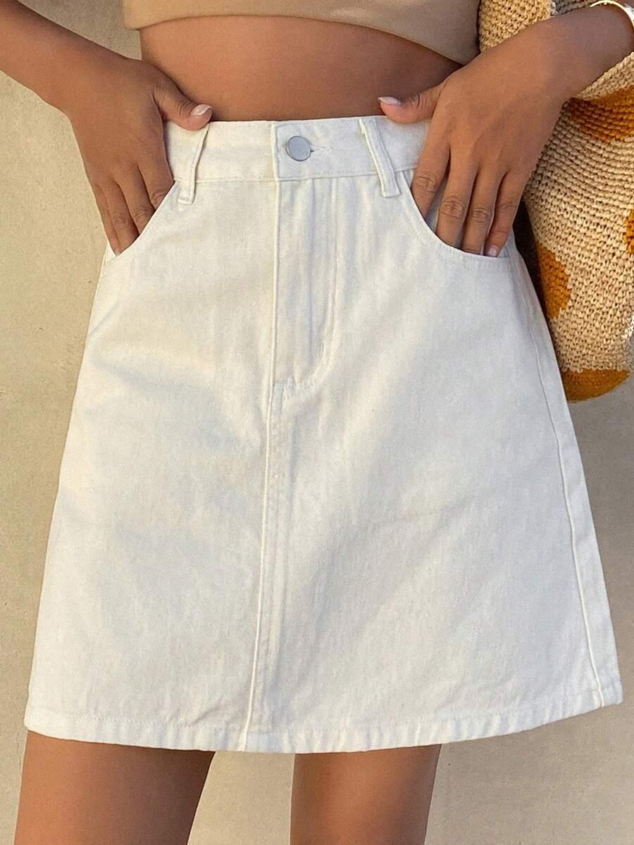 kremowa mini spódnica jeans