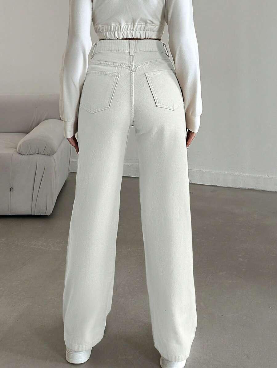 BIAŁE SPODNIE JEANS