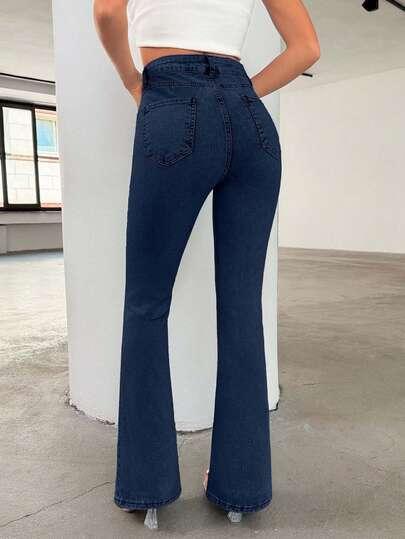 GRANATOWE SPODNIE JEANS