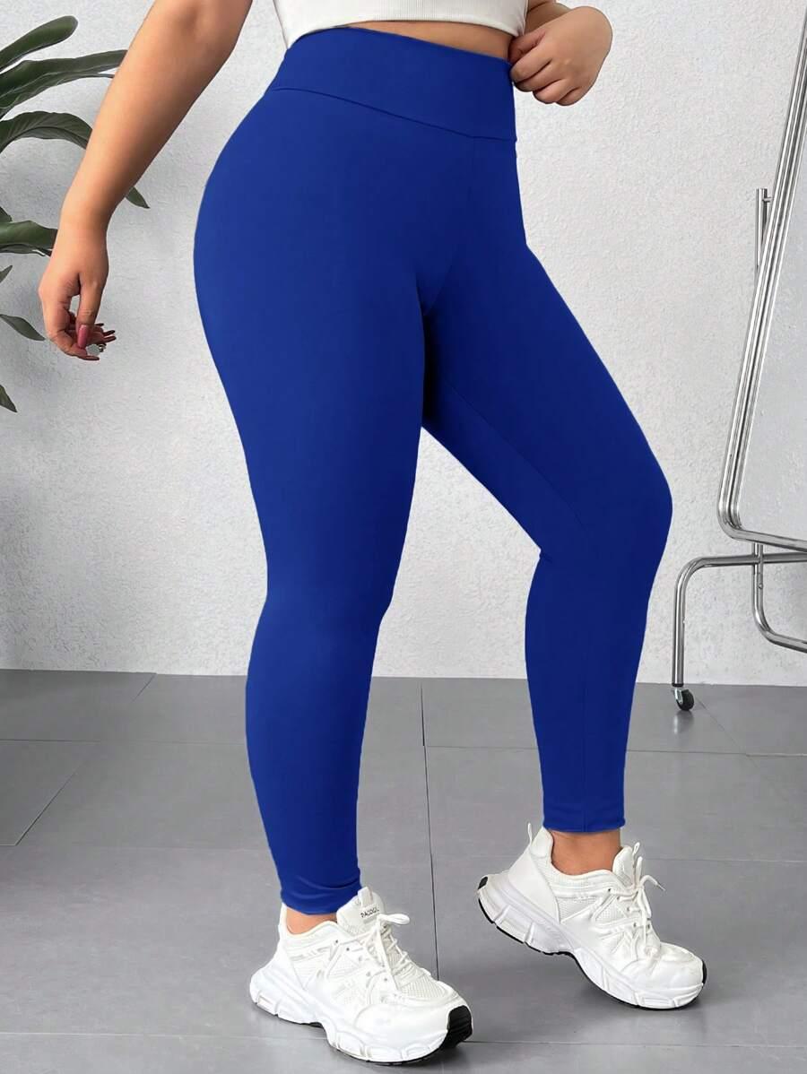 niebieskie klasyczne legginsy 