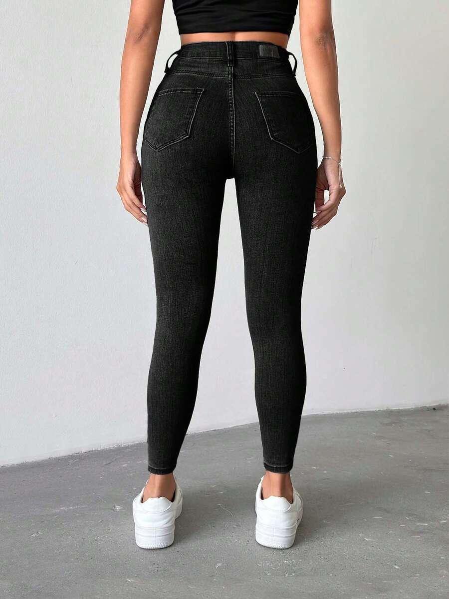 CZARNE SPODNIE JEANS RURKI 