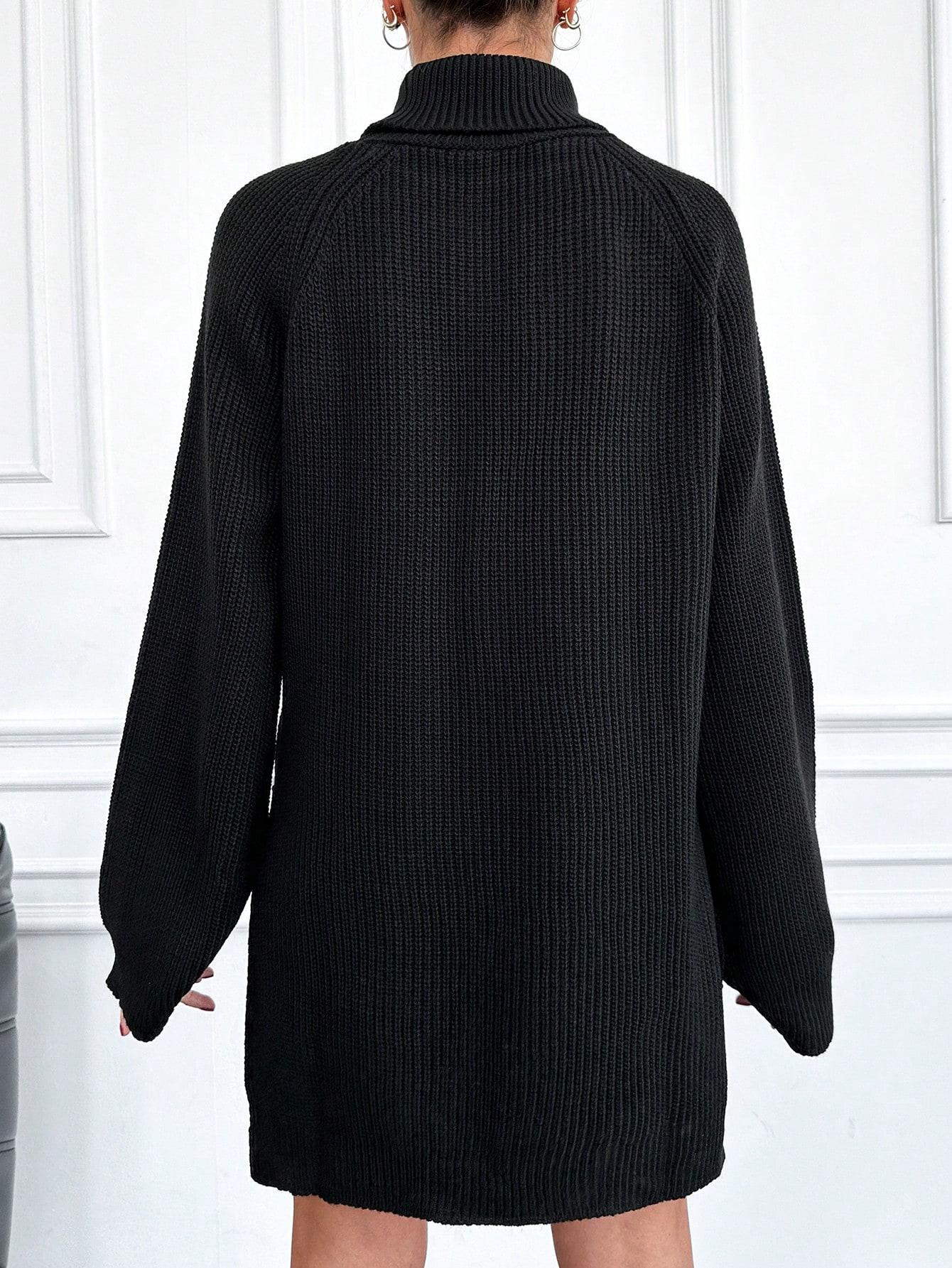 CZARNY DZIANINOWY SWETER