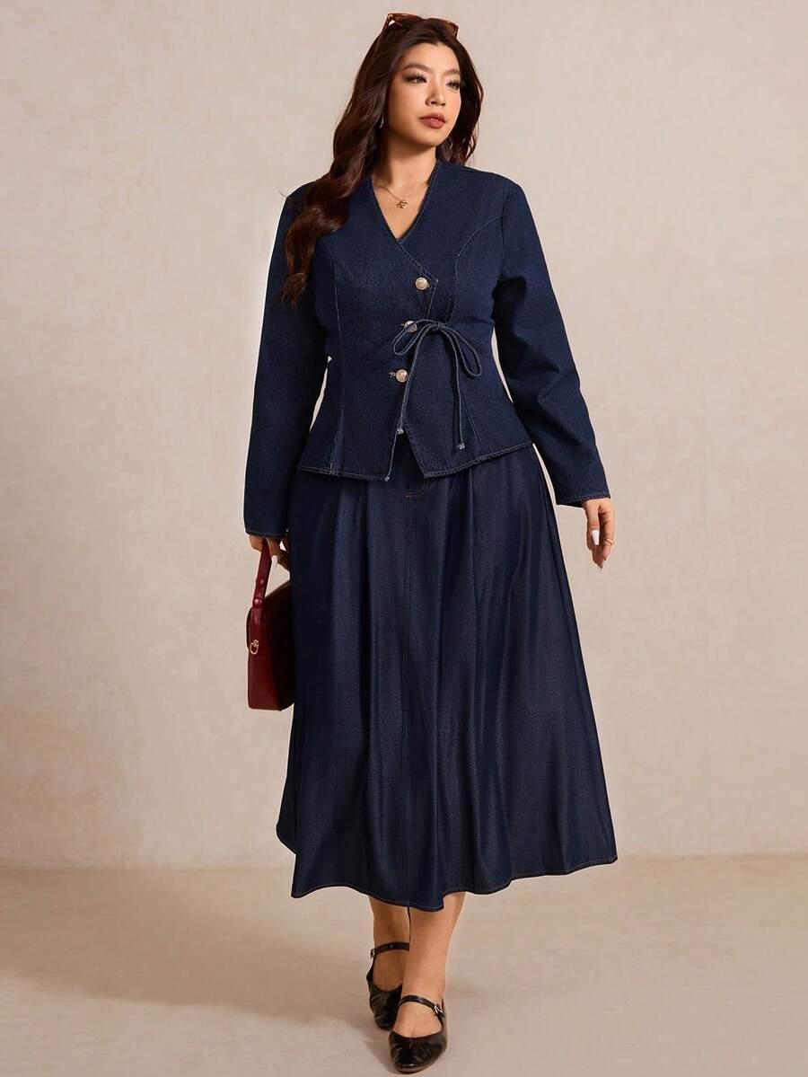 GRANATOWA MARYNARKA JEANS 
