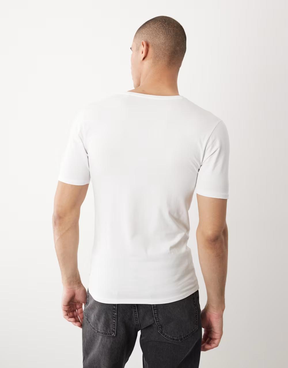 biały t-shirt krótki rękaw v-neck basic