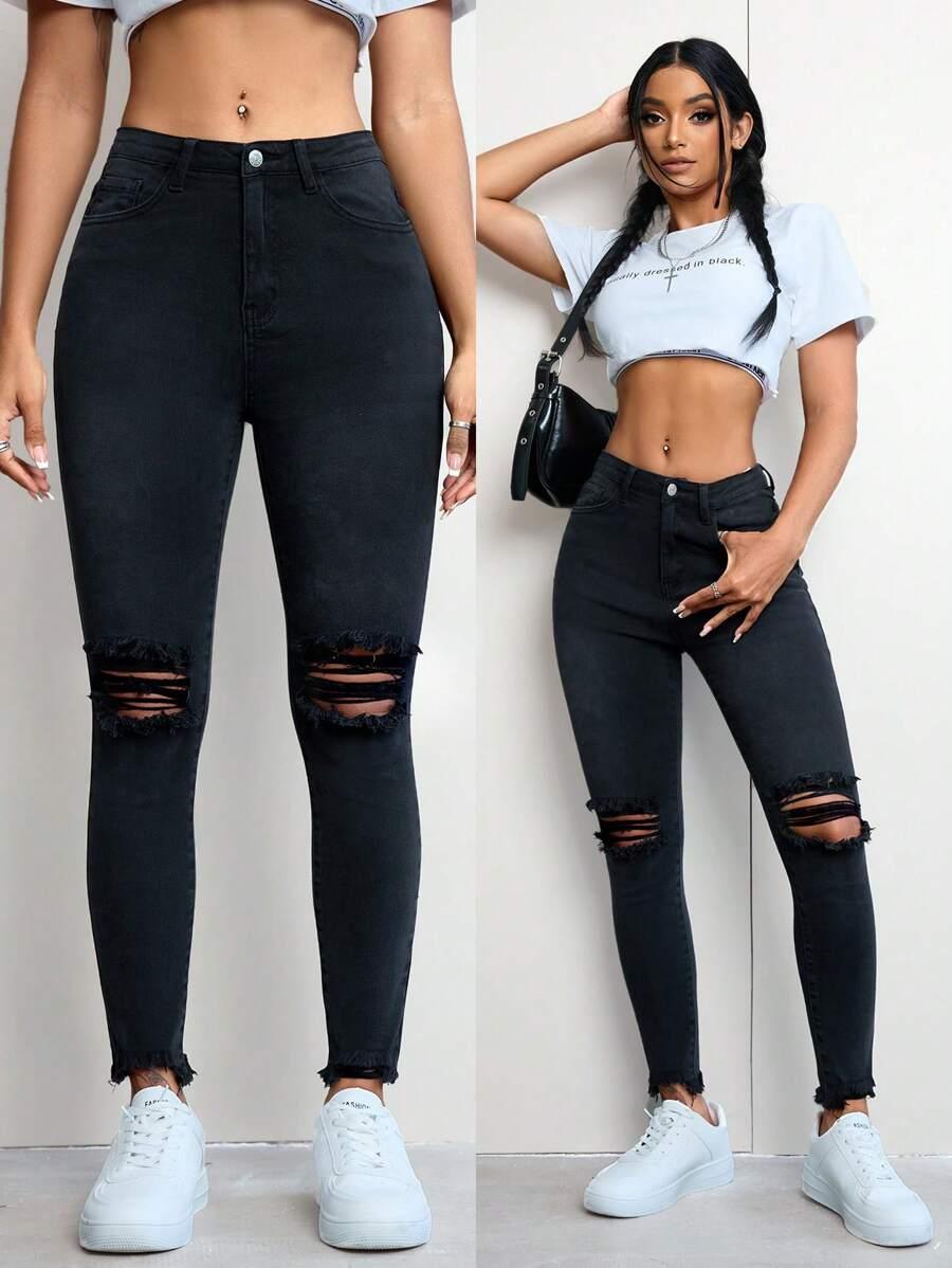 CZARNE SPODNIE JEANS