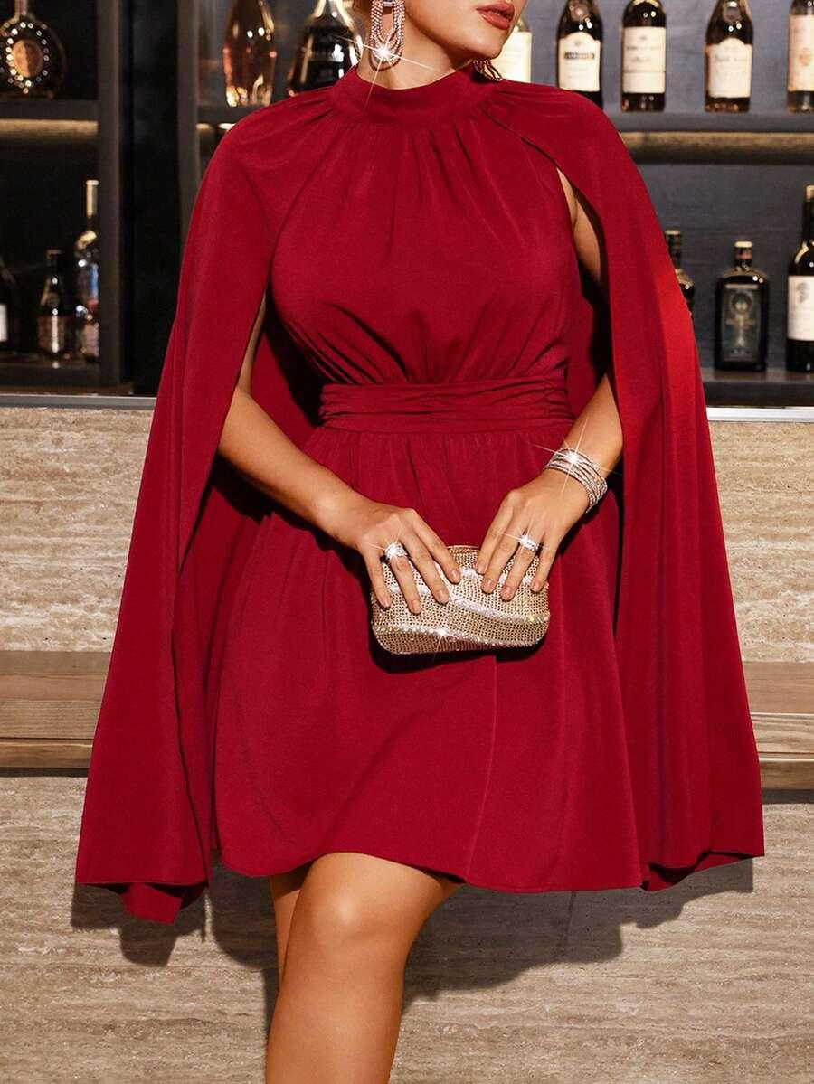 CZERWONA SUKIENKA PRZED KOLANO 
