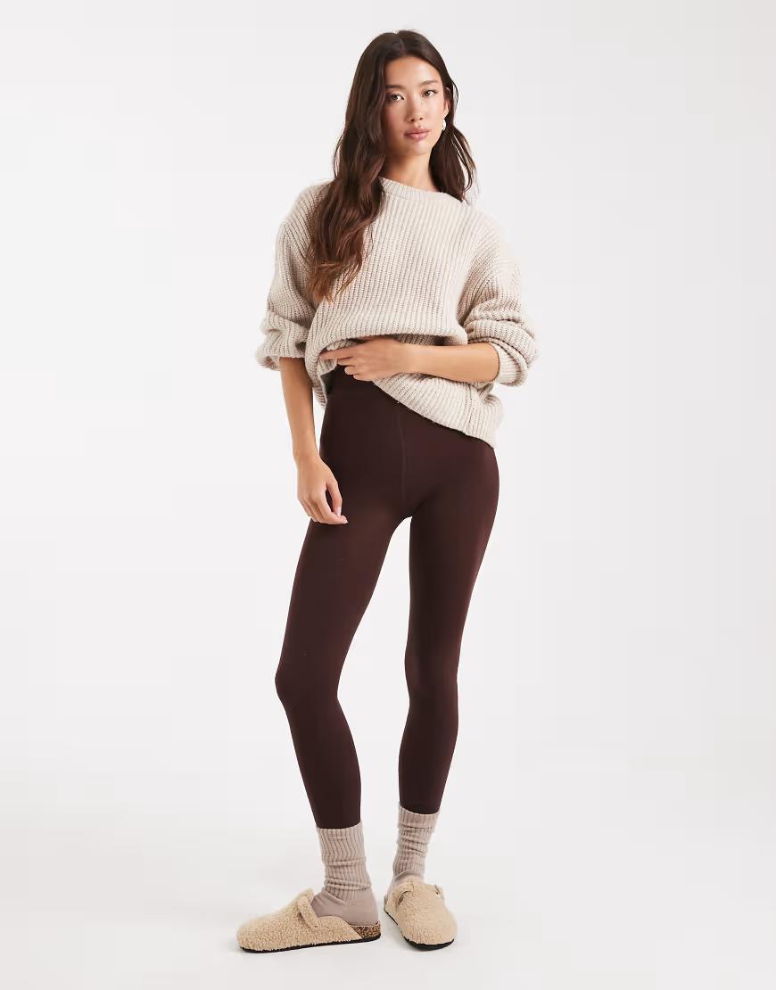 BRĄZOWE OCIEPLANE LEGGINSY