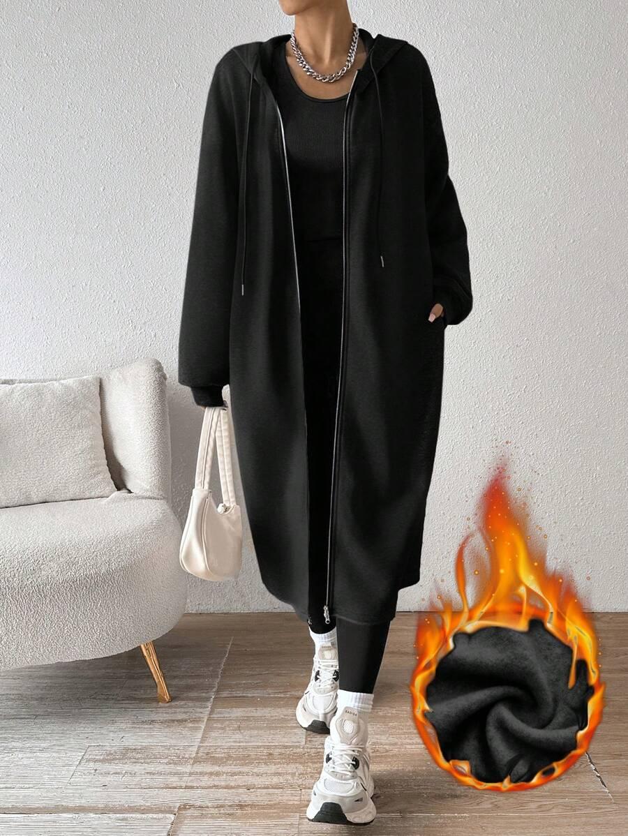 CZARNA DŁUGA BLUZA Z KAPTUREM