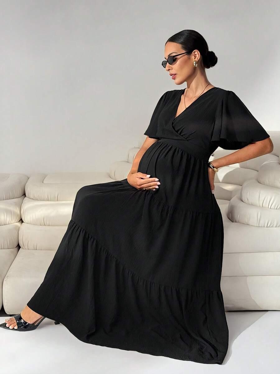 ciążowa midi sukienka v-neck