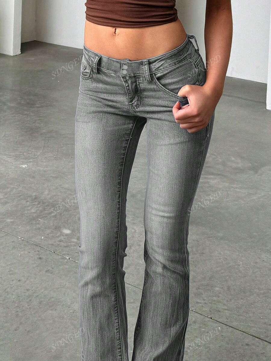 SZARE JEANSY DZWONY 