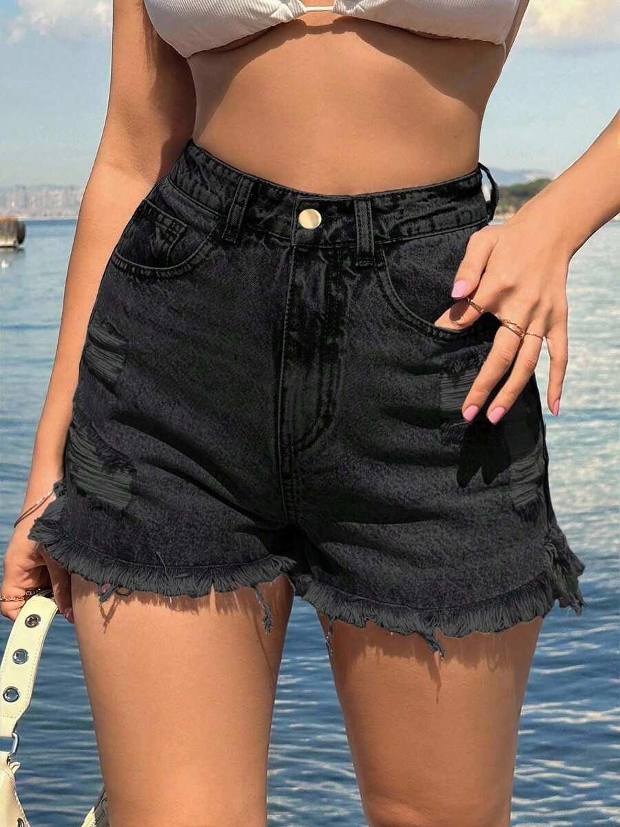 krótkie spodenki jeans ripped