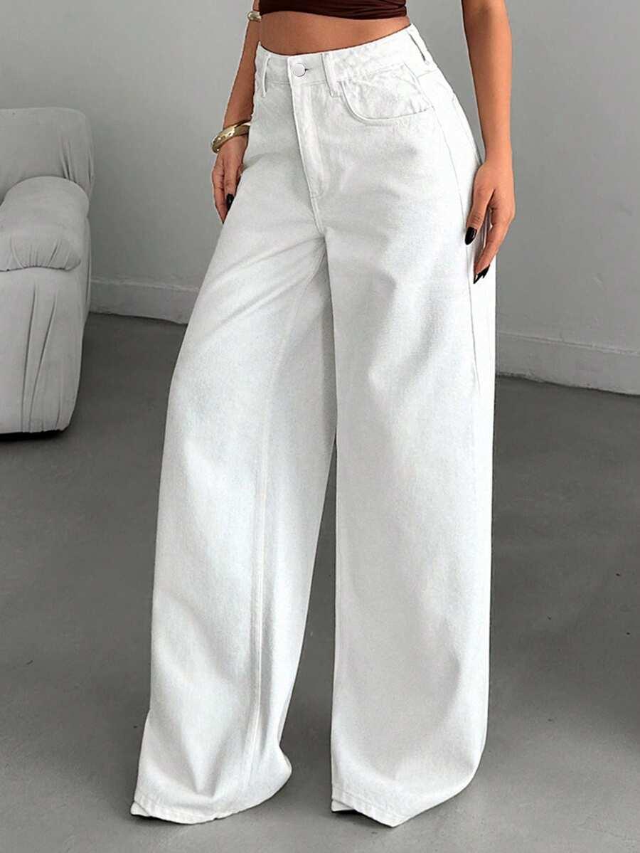 BIAŁE SPODNIE JEANS