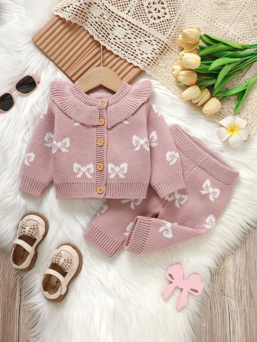 komplet niemowlęcy sweter spodnie wzór