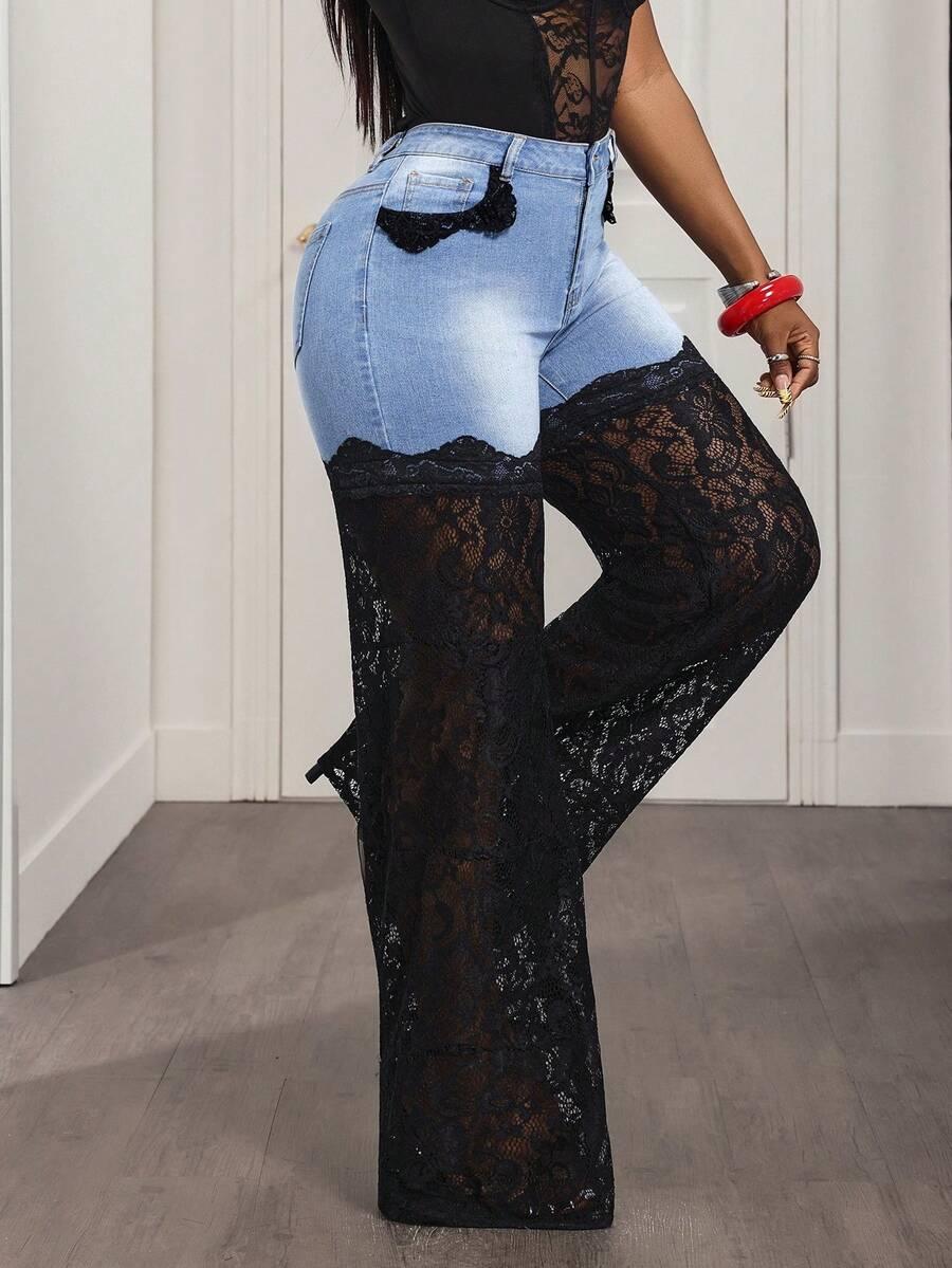 SPODNIE JEANS KORONKA