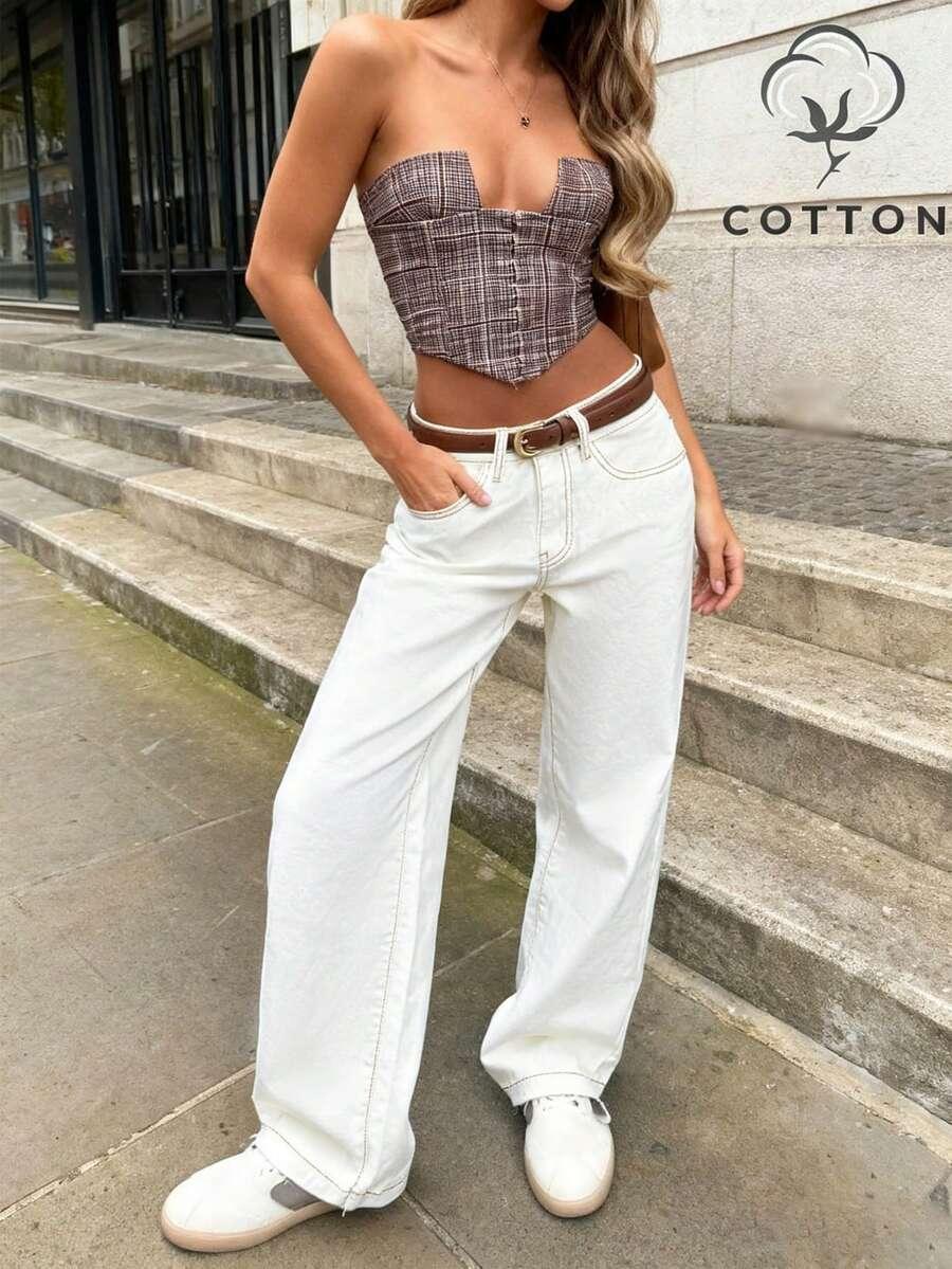 BIAŁE SPODNIE JEANS
