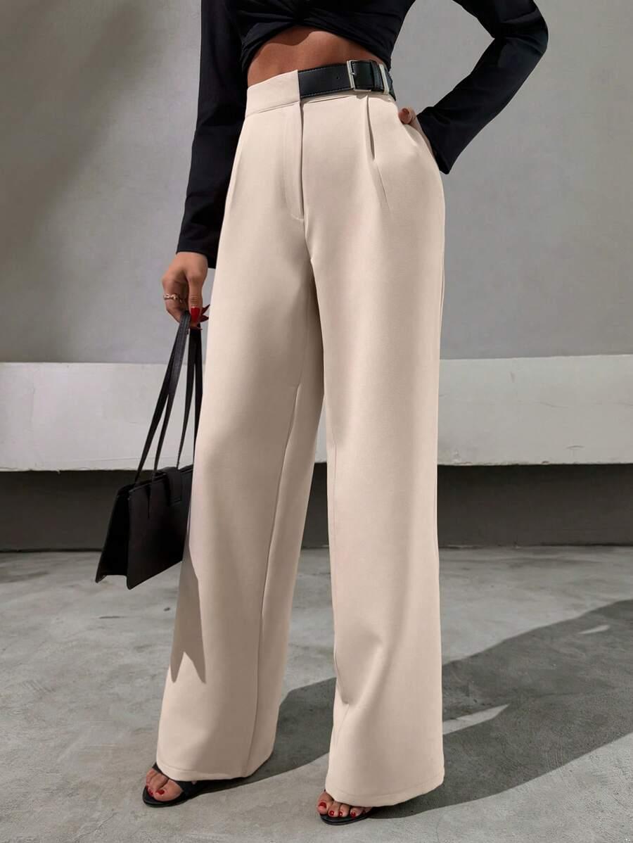 BEŻOWE ELEGANCKIE SPODNIE 