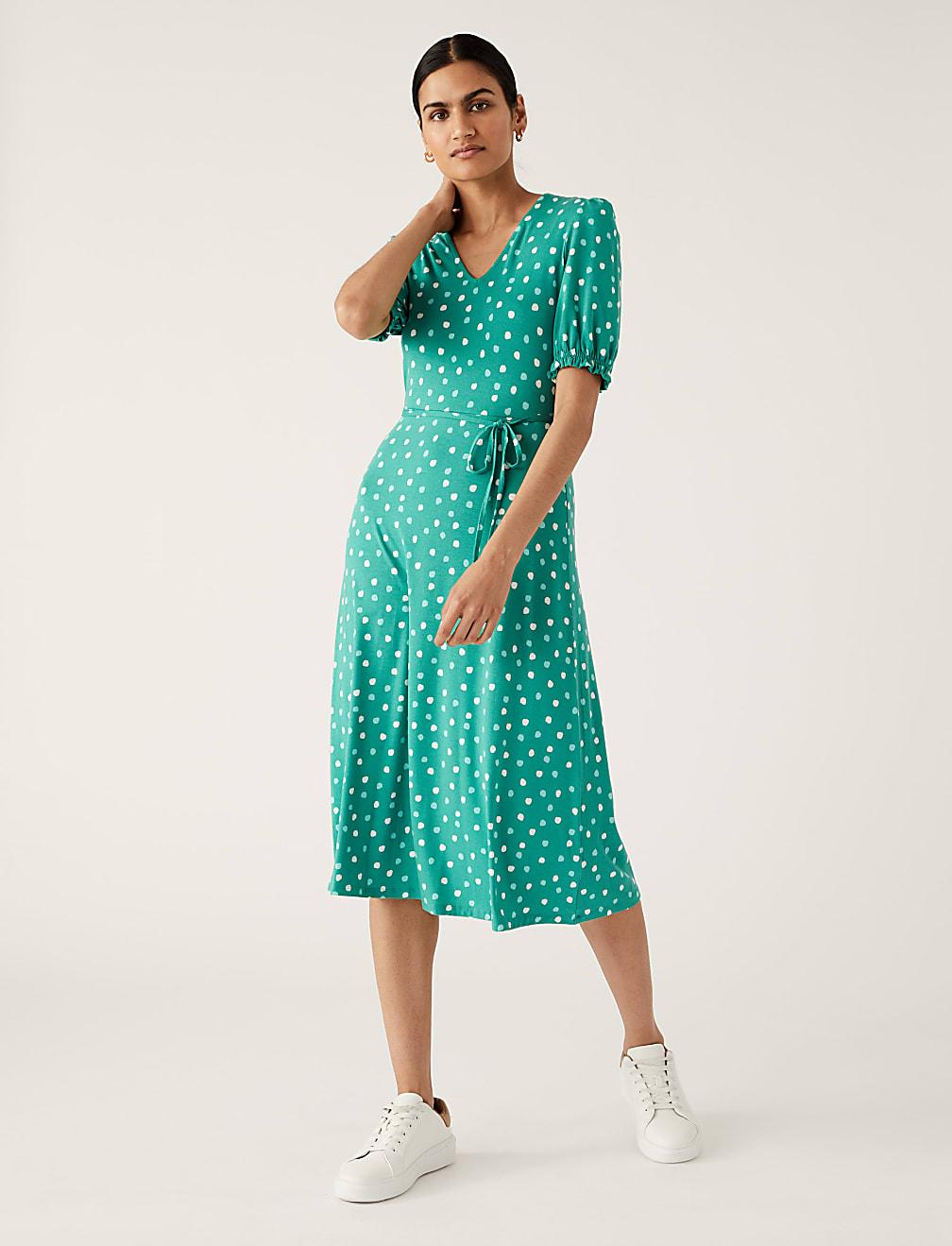 ZIELONA SUKIENKA PRINT T42-4724-J4