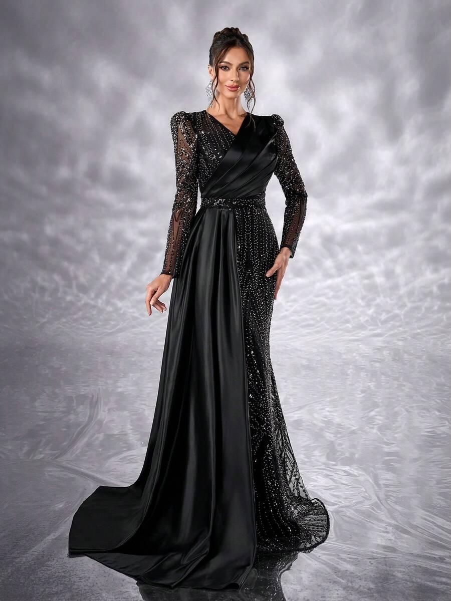 czarna sukienka maxi