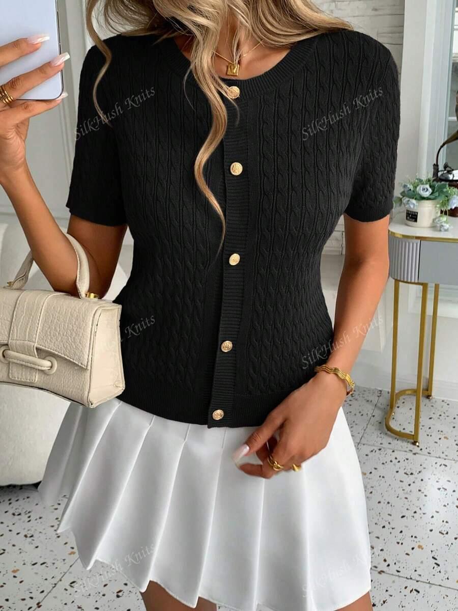 CZARNY DZIANINOWY TOP