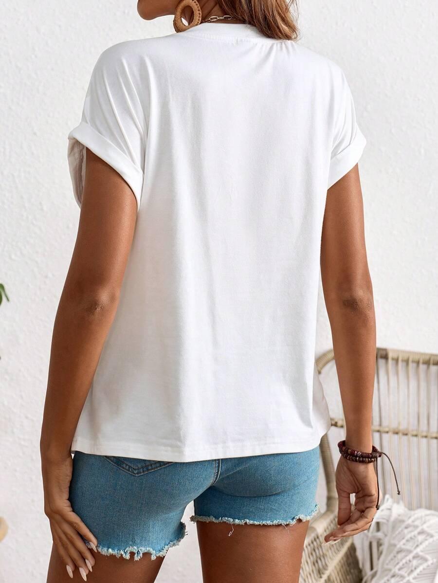 BIAŁY T-SHIRT CIĄŻOWY NAPISY 