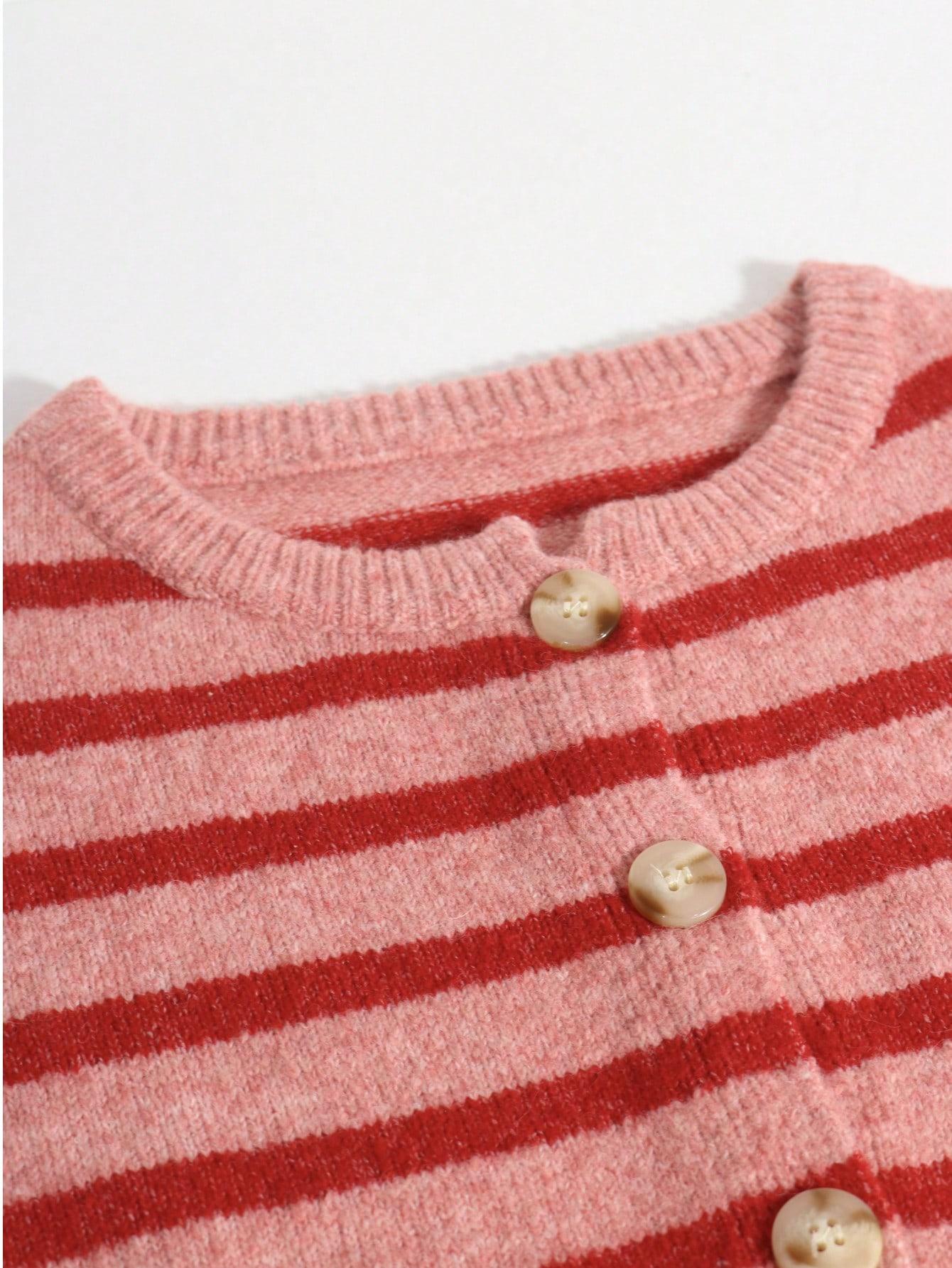 SWETER ROZPINANY DAMSKI W PASKI W STYLU RETRO