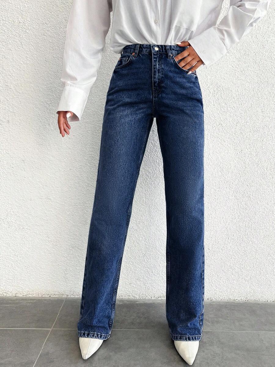 NIEBIESKIE SPODNIE JEANS WYSOKI STAN 